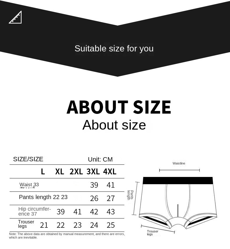 Men Boxers Male Underpants Man Pack Shorts Boxers Underwear Slip Bamboo Hole U Convex Pouch, Size L to 5XL